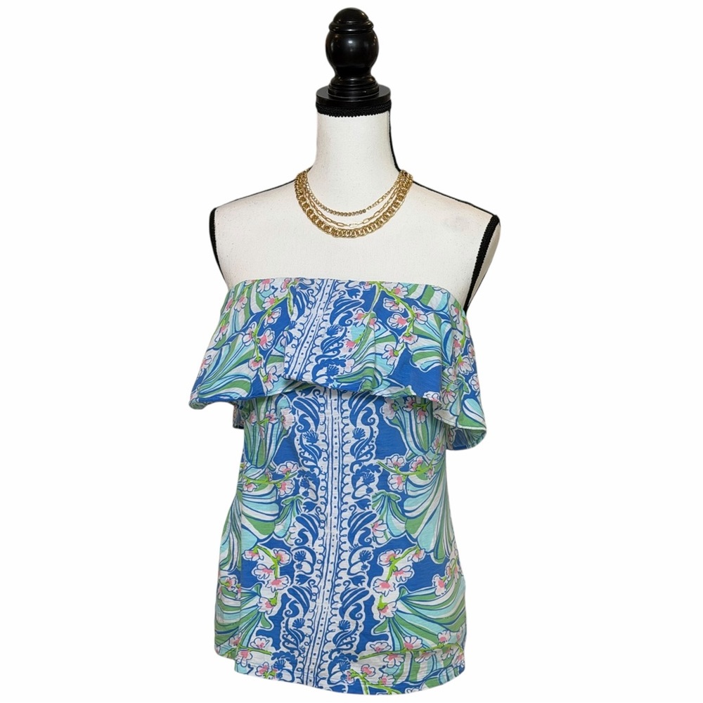 Lilly Pulitzer Ruffle Floral Print Tube Top - Medium